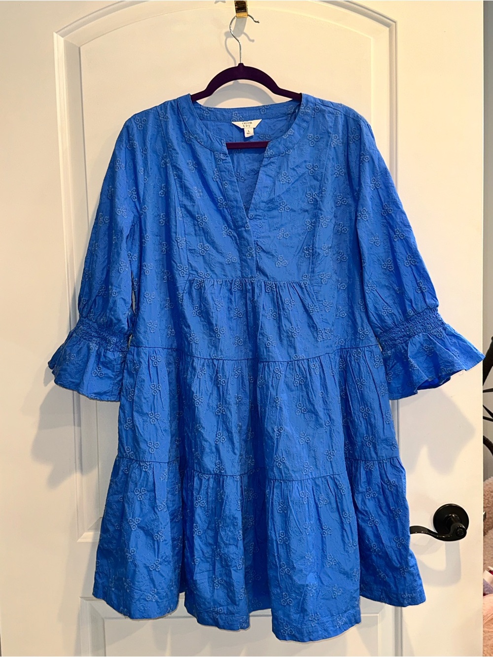 crown & ivy cobalt blue eyelet dress